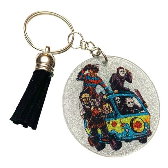 Horror Movie Characters in Scooby Van Keychain - Picture 1 of 1